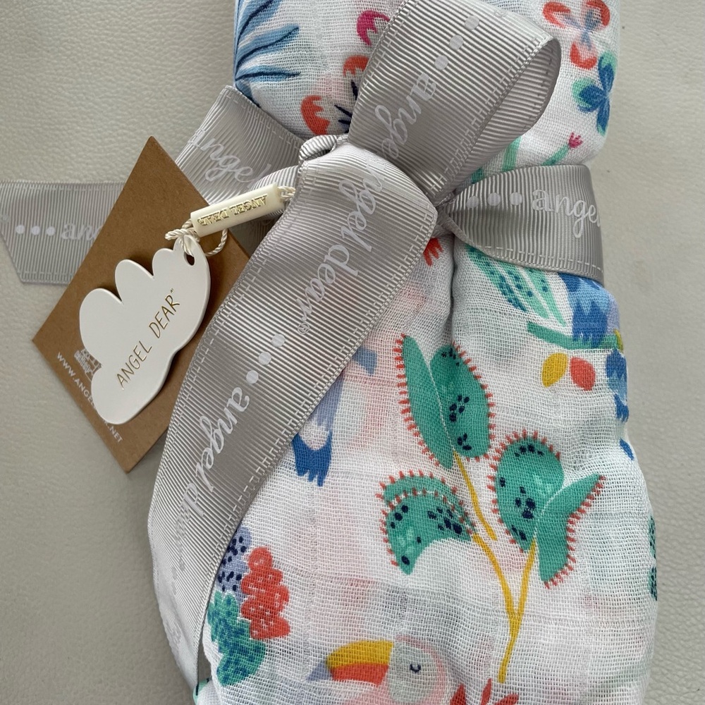 Baby Swaddle Bamboo Cotton Nursing Angel Dear 47x47 NWT